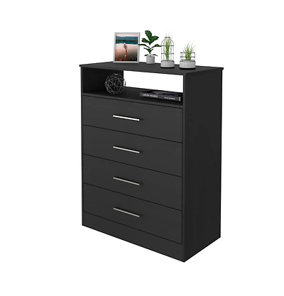 Fm Furniture Atenas melamine chest of drawers, four drawers with metal rail