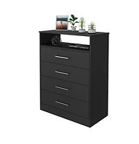 Fm Furniture Atenas melamine chest of drawers, four drawers with metal rail