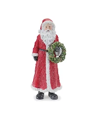 Slickblue Glitter Santa Figurine With Pine Accent (Set of 3)