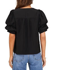 1.state Women's V-neck Tiered Bubble Short-Sleeve Top