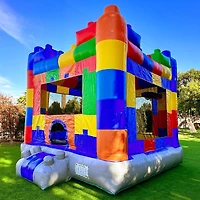 HeroKiddo Block Party Bounce House Commercial Grade for Kids and Adults (with Blower), Basketball Hoop, Outdoor Indoor, Birthday Party, Rental Quality