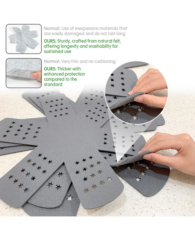 3-Piece Cookware Protectors Shearable Heat Resistant Thickening Pot & Pan Protectors
