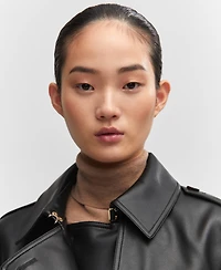 Mango Women's Leather-Effect Trench Coat