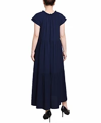 Ny Collection Short Sleeve Slubbed Midi Dress