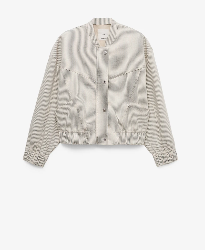 Mango Women's Striped Denim Jacket