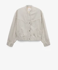 Mango Women's Striped Denim Jacket