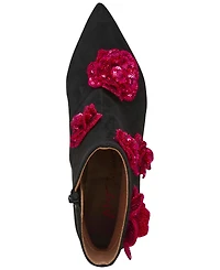 Betsey Johnson Women's Finlee Rosette Flare-Heel Dress Booties