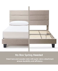 Clara Clark Horizontal Channel Upholstered Platform Bed - King