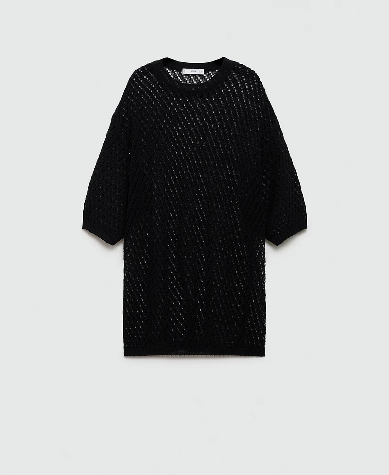 Mango Women's Short Sleeve Crochet Jumper