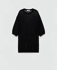 Mango Women's Short Sleeve Crochet Jumper