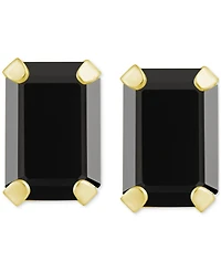 Onyx Emerald-Cut Solitaire Stud Earrings 10k Gold