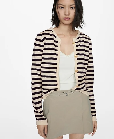 Mango Women's Jewel Button Detail Knitted Cardigan