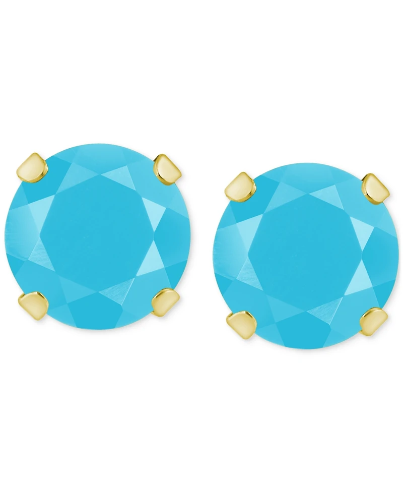 Pink Topaz Solitaire Four Prong Stud Earrings (1-1/5 ct. t.w.) 14k Gold (Also Turquoise)