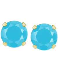 Pink Topaz Solitaire Four Prong Stud Earrings (1-1/5 ct. t.w.) 14k Gold (Also Turquoise)