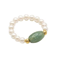 seree Isa — Jade and beaded pearl stretch ring
