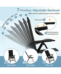 Costway 1 Pcs Patio Folding Chair Outdoor Chairs with Padded Seat, Adjustable Backrest