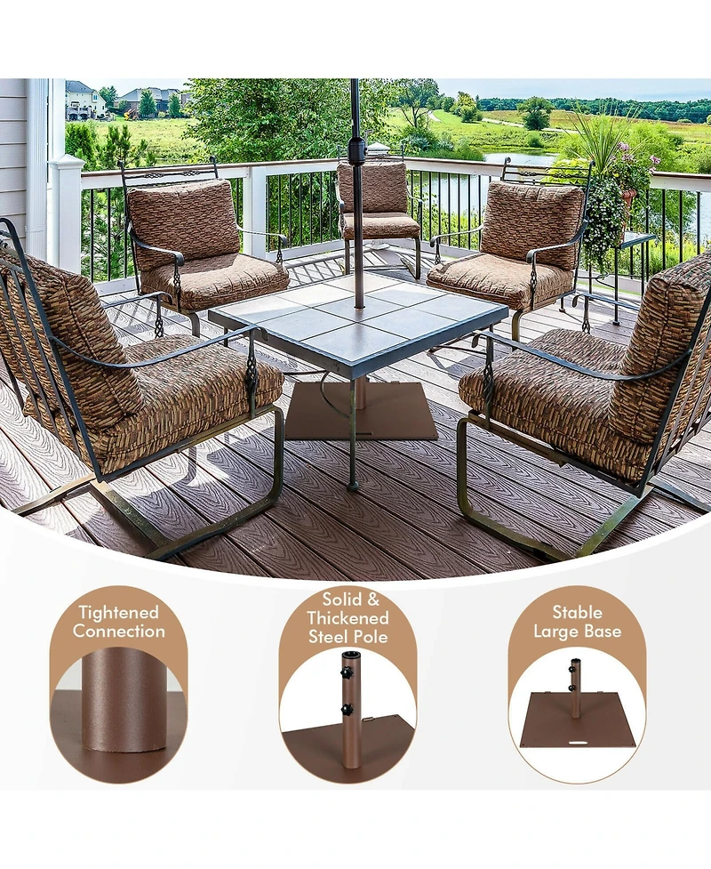Gymax 50 Lbs Patio Umbrella Base Stand 24'' Outdoor Square Market Handle Wheel