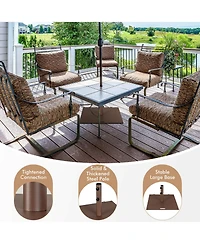 Gymax 50 Lbs Patio Umbrella Base Stand 24'' Outdoor Square Market Handle Wheel