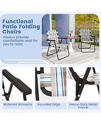 2PCS Folding Beach Chair Camping Lawn Webbing Lightweight 1 Position