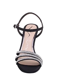 Nina Women's Bettany Mid Heel Crytal Asymmetrical Straps