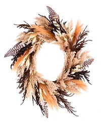 National Tree Company Orange & Black Pampas Wreath, 26 Inches