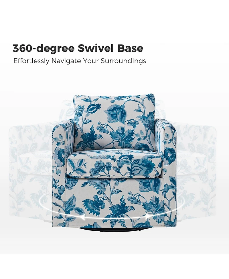 Modern Fabian Slipcovered Swivel Chair with Removable Slipcover