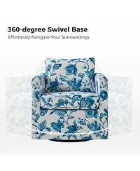Modern Fabian Slipcovered Swivel Chair with Removable Slipcover