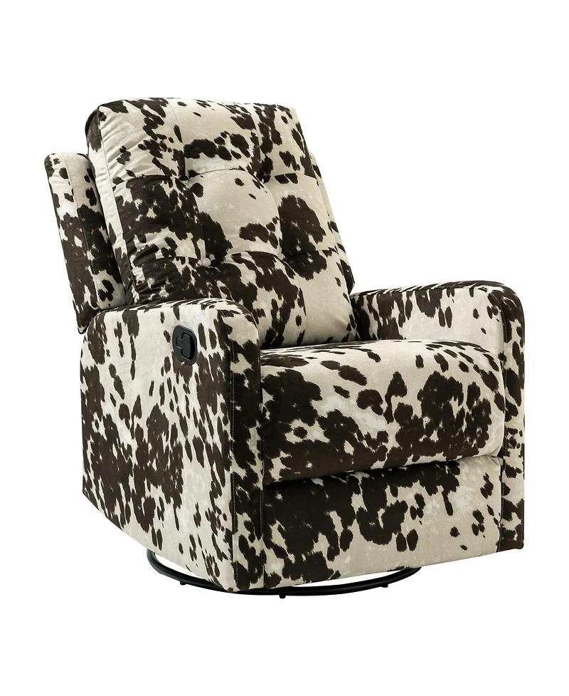 Hulala Home Arlette Transitional Swivel Recliner with Metal Base