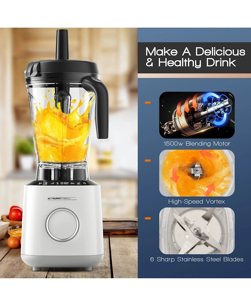 Sugift 1500W Countertop Smoothies Juicer and Blender with 10 Speed and 6 Pre-Setting Programs