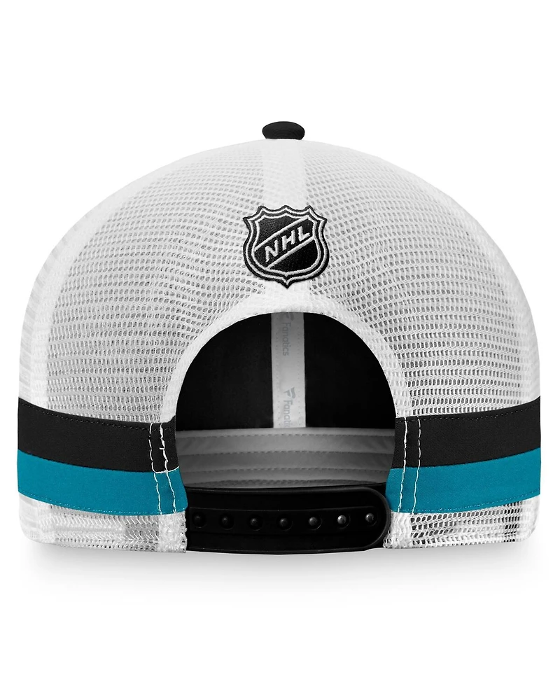 Fanatics Men's Black/White San Jose Sharks Fundamental Striped Trucker Adjustable Hat