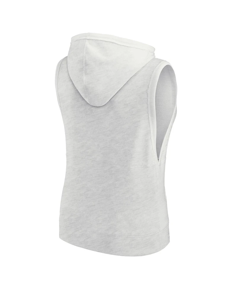 Fanatics Women's Oatmeal Green Bay Packers Lounge Script Sleeveless V-Neck Pullover Hoodie