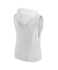Fanatics Women's Oatmeal Green Bay Packers Lounge Script Sleeveless V-Neck Pullover Hoodie