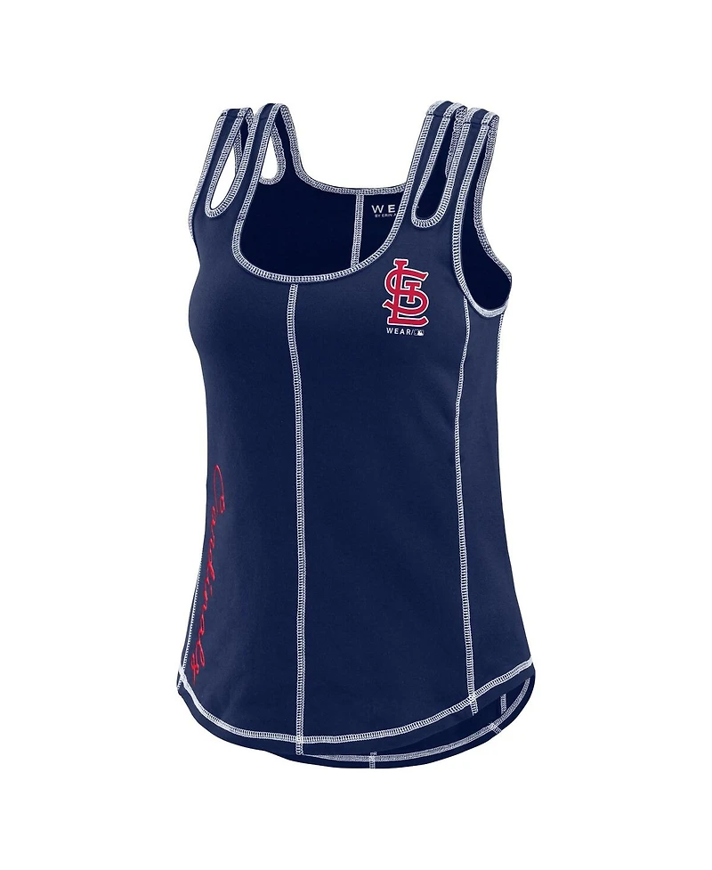 Wear by Erin Andrews Women's Navy Atlanta Braves Contrast Stitch Tank Top