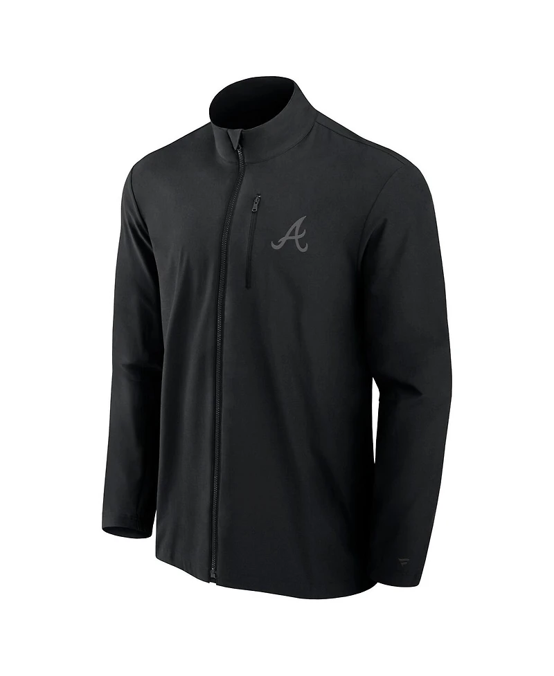 Fanatics Men's Black Atlanta Braves Front Office Woven Full-Zip Jacket