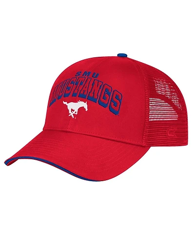 Colosseum Men's Red Smu Mustangs Wyatt Primary Team Trucker Adjustable Hat