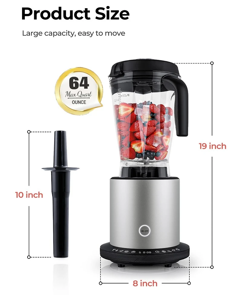 Sugift 1500W Smoothie Maker High Power Juicer and Blender with 10 Speeds