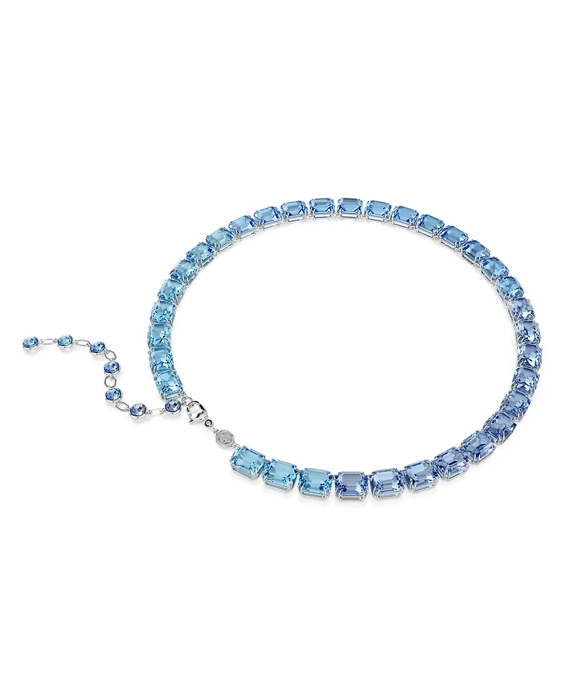 Swarovski Octagon Cut, Color Gradient, Blue, Rhodium Plated Millenia Necklace