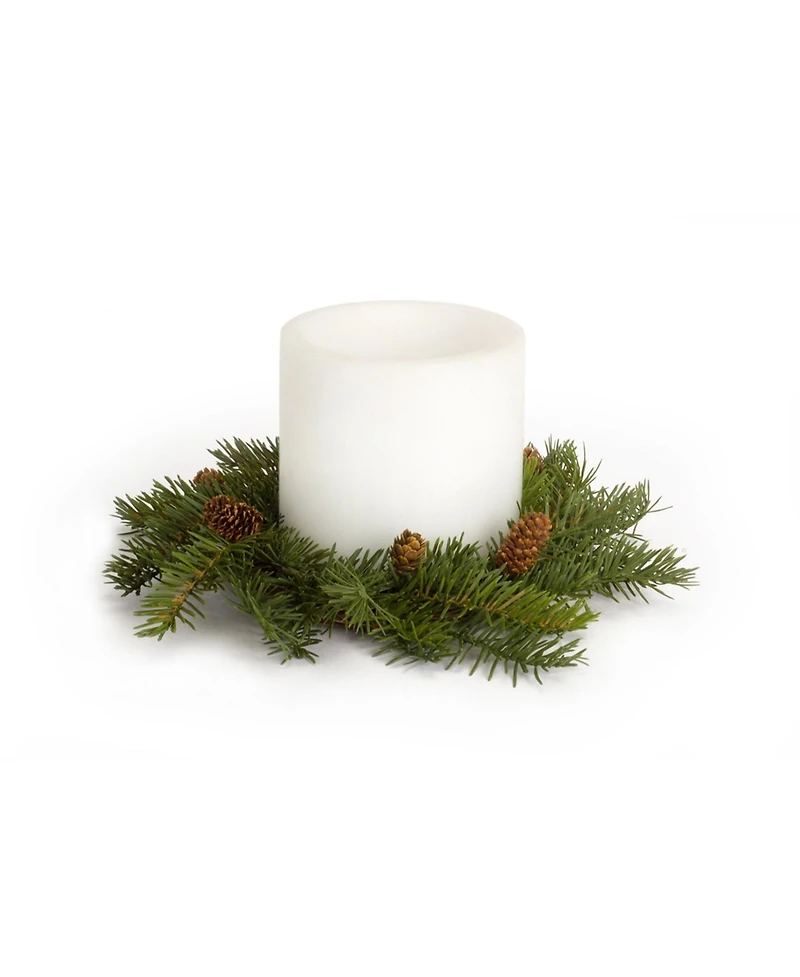 Slickblue Pine Candle Ring With Pinecone Accents (Set of 4)