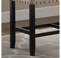 Streamdale Fabric Counter Height Dining Bench with Nailhead Trim, Tan