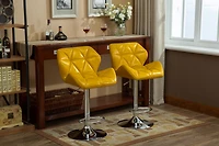 Simplie Fun Contemporary Tufted Adjustable Height Hidraulic Bar Stools, Set of 2, Yellow