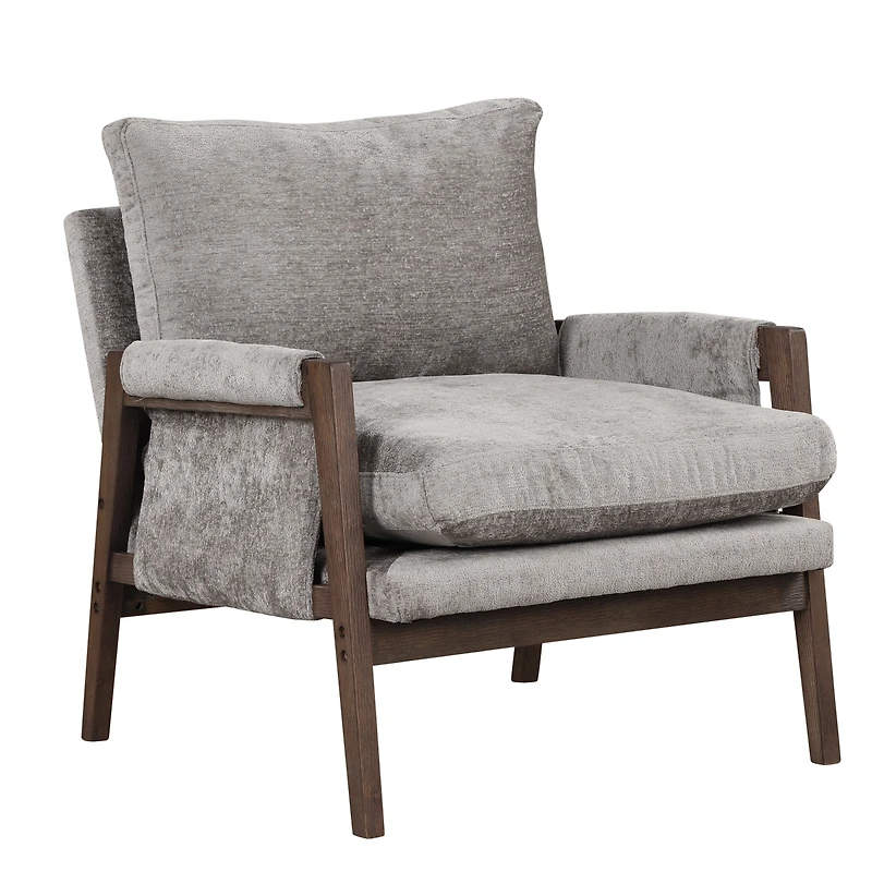 Streamdale Furniture Mid-Century Modern Velvet Accent Armchair, Gray