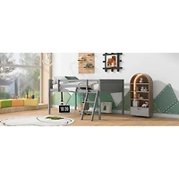 Streamdale Full Wood Low Loft Bed with Ladder
