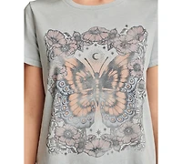 Lucky Brand Women's Cotton Floral Butterfly Classic T-Shirt