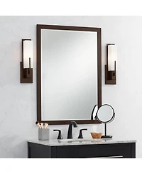 Possini Euro Design Midtown Modern Wall Light Sconce Bronze Hardwire 4 1/2" Fixture Opal White Glass Shade for Bedroom Bathroom Vanity Reading Ho