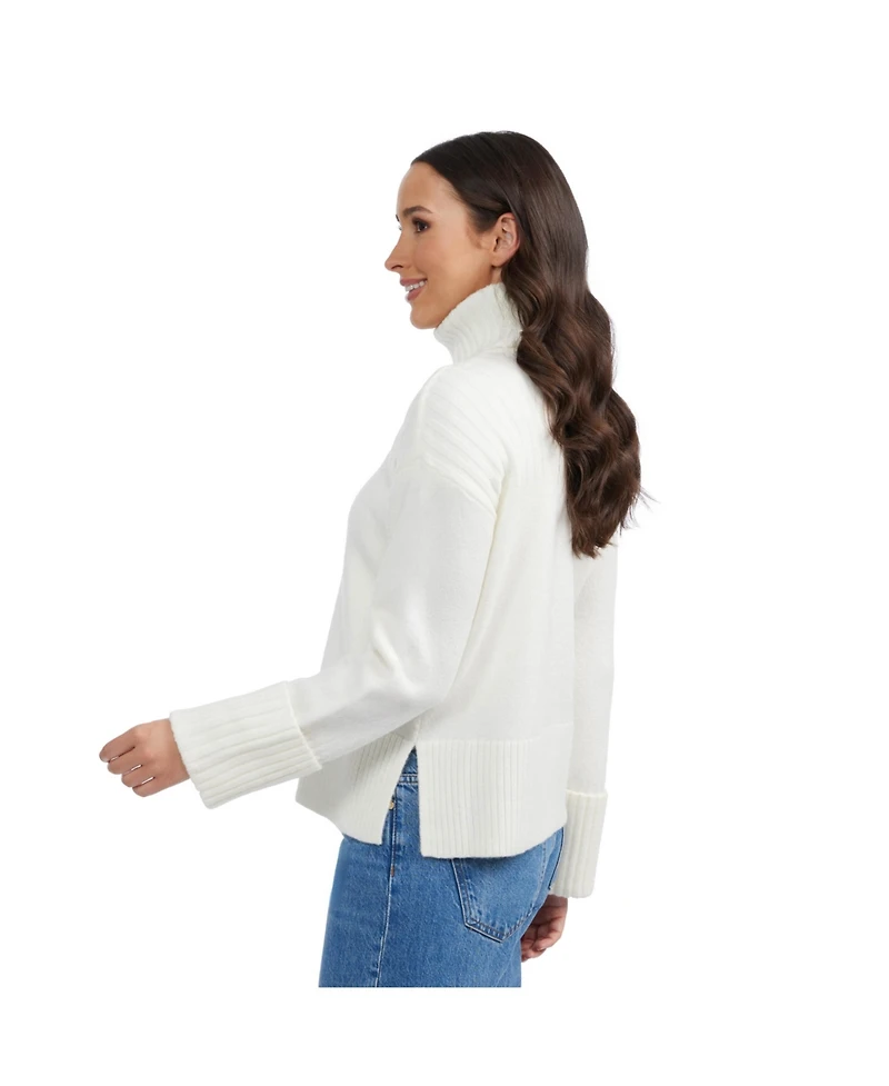 Ellen Tracy Women's Turtleneck Sweater with Rolled Cuffs