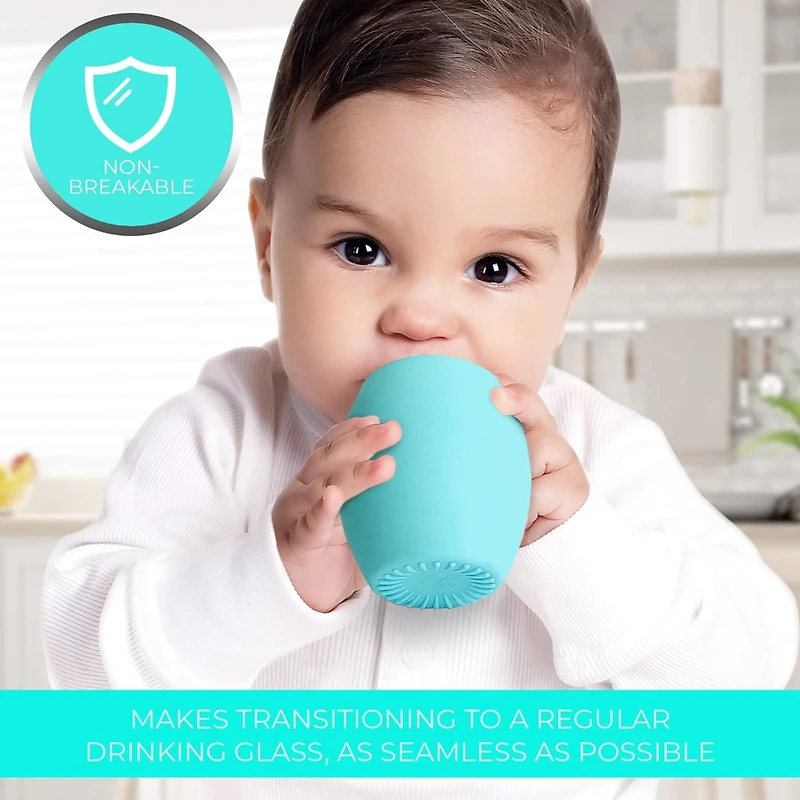 Sperric Toddler Silicone Cup Training Cup - Open Cup Led Weaning 2 Pack of No Spill Sippy Cups