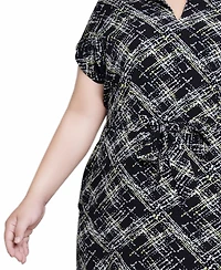 Ny Collection Plus Size Short Sleeve Tunic Dress with Belt