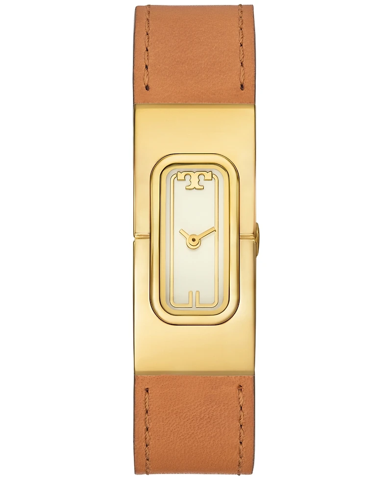 Tory Burch Women's The T Watch Brown Leather Strap Watch 18mm