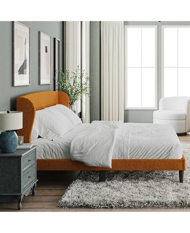 Hulala Home Gerald Modern Upholstered Wingback Platform Bed
