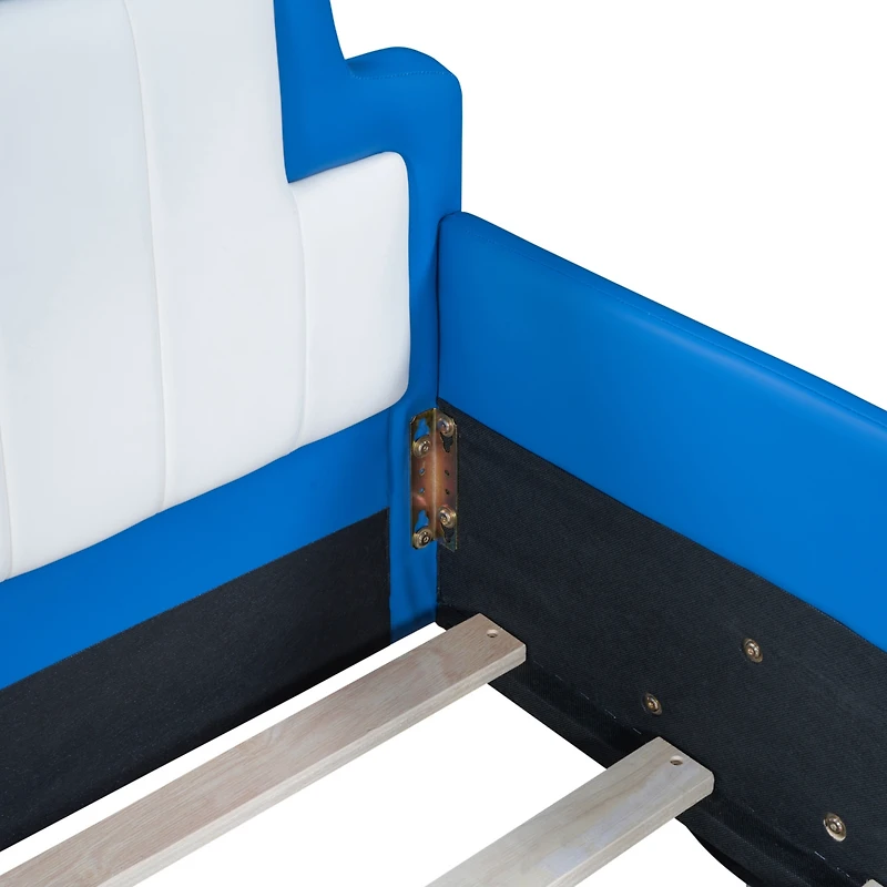 Simplie Fun Twin Race Car-Shaped Platform Bed With Wheels, Red